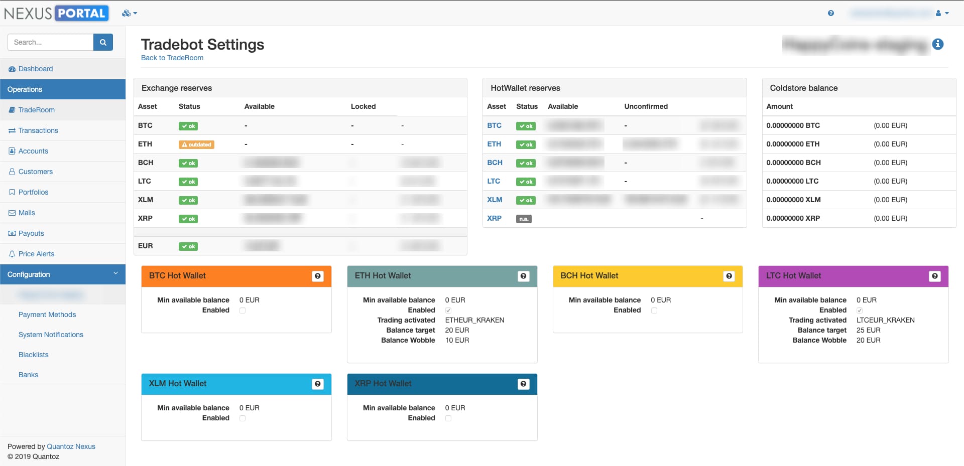 Broker settings for the Tradebot